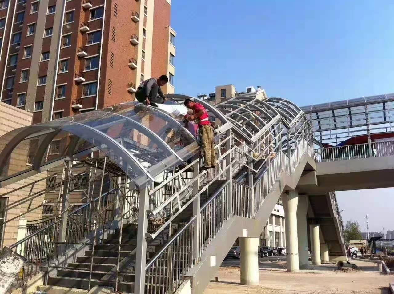 Pedestrian Overpass Canopy Project: Solid Polycarbonate Sheet Application