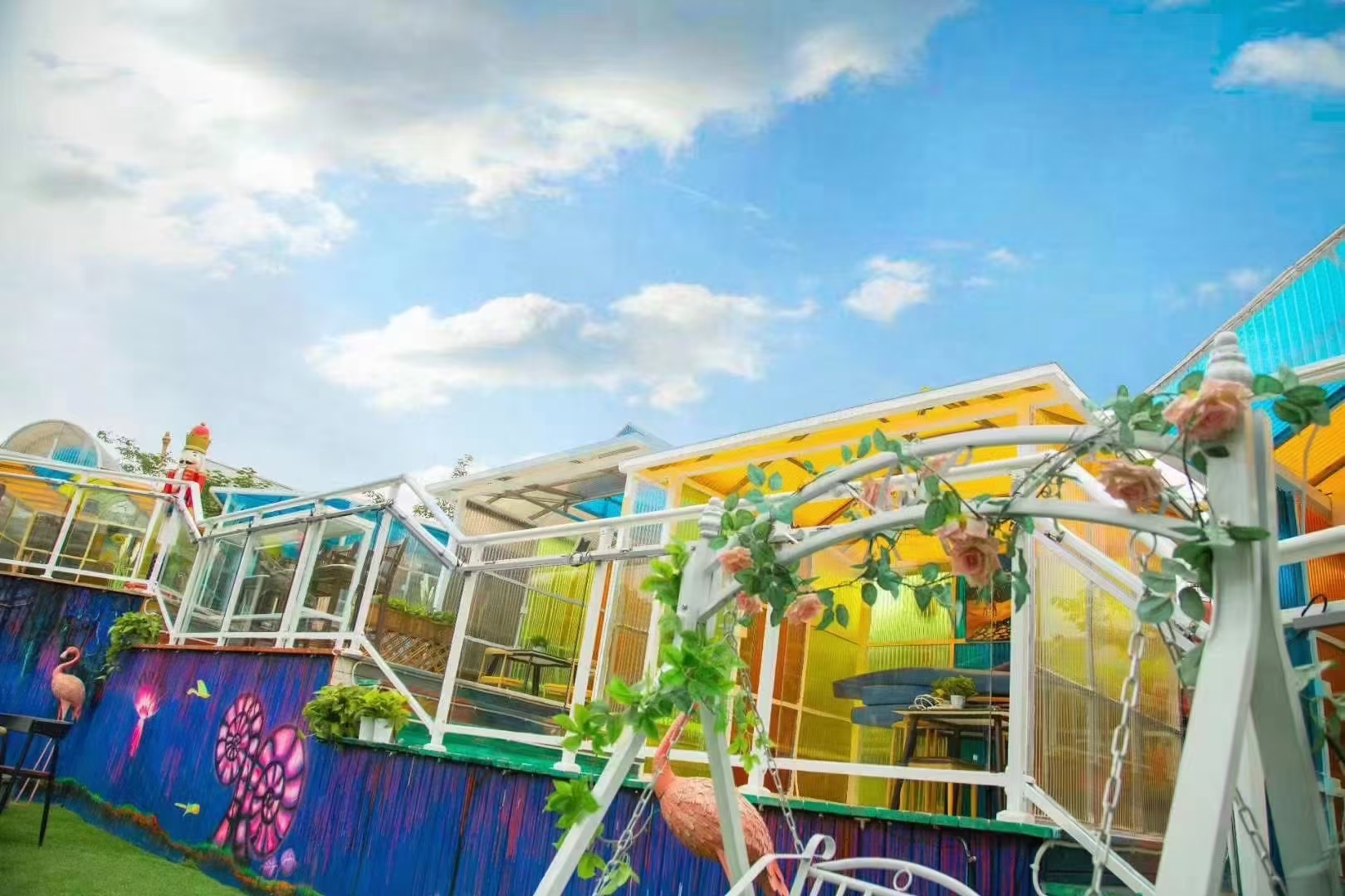 Colorful Outdoor Dining Pavilions: Hollow Polycarbonate Sheet Application
