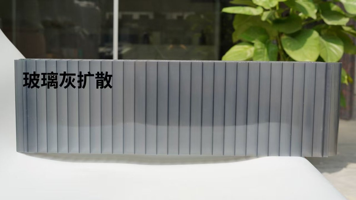 Glass gray diffusion interlocking polycarbonate panel detail