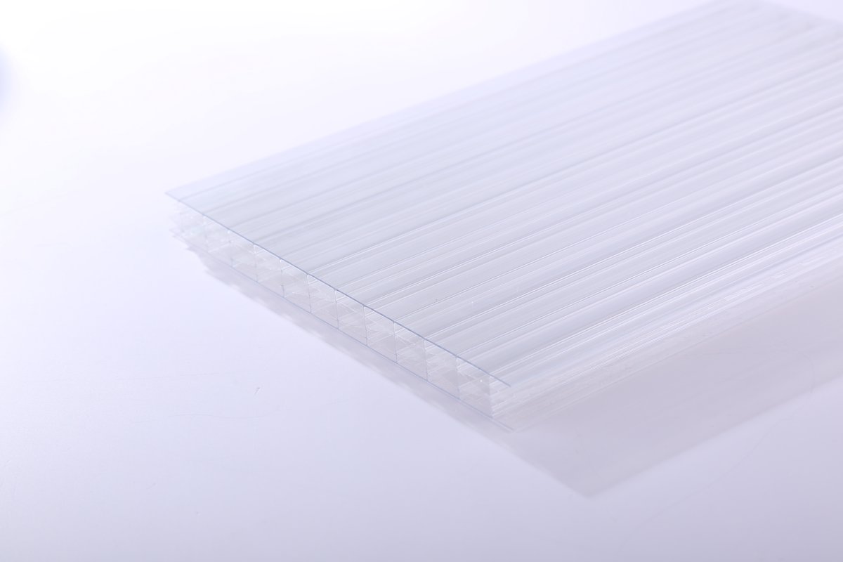 Six-layer multiwall polycarbonate sheet cross-section showing multiple parallel wall structure