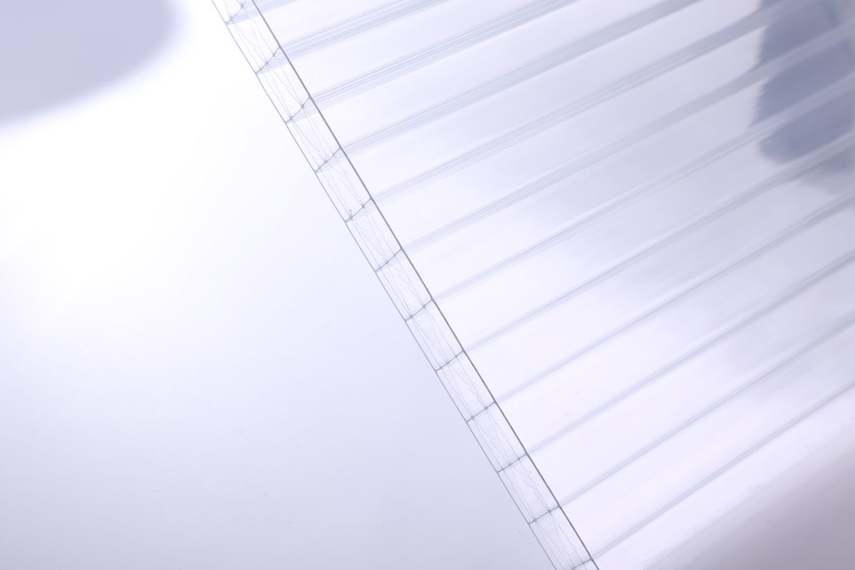 Multiwall polycarbonate sheet cross-section showing hollow channels