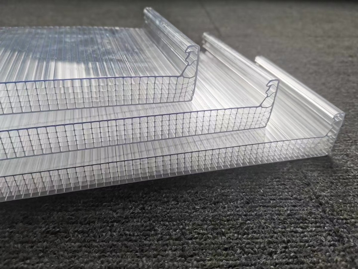 U-Lock polycarbonate roofing panels with U-shaped interlocking edge profile